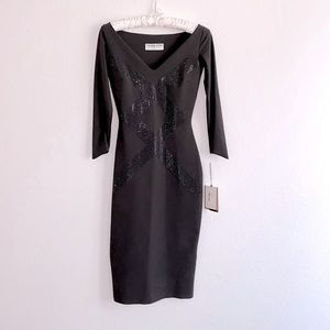 CHIARA BONI Brown V-Neck Knee-Length Dress sz 42 small